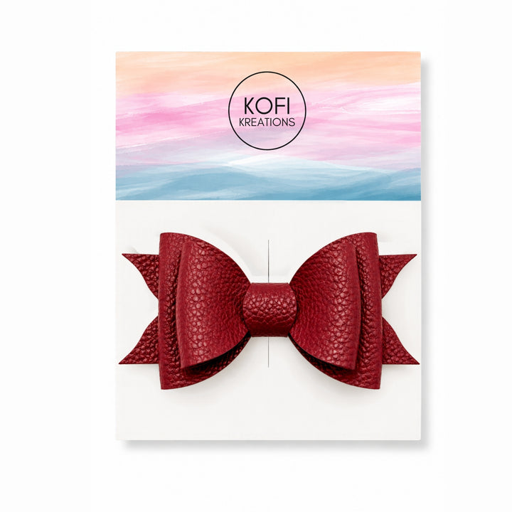 Ella Burgundy | Faux Leather Hair Bow
