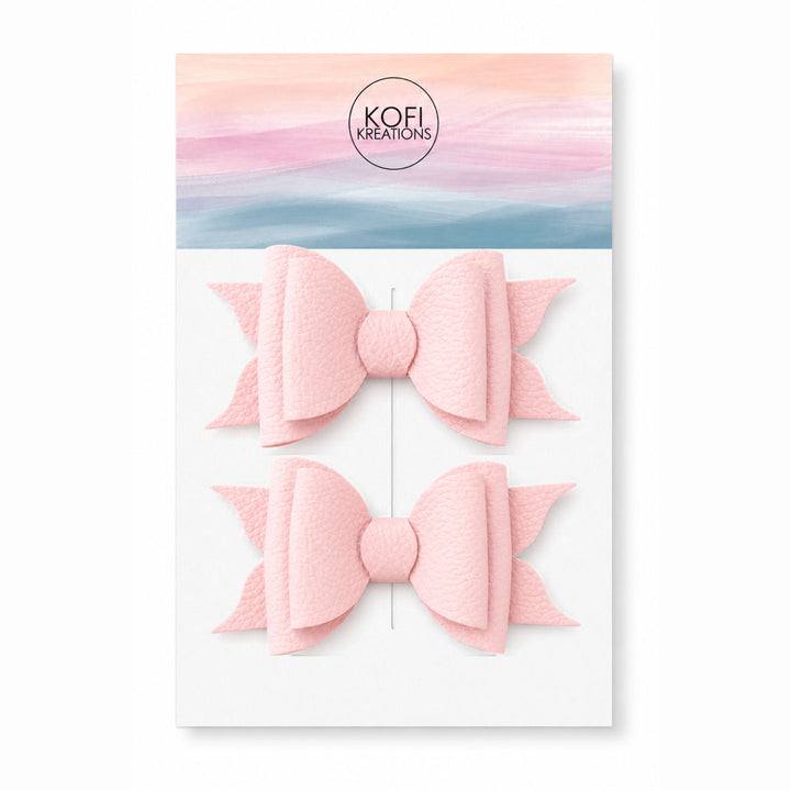 Ella Crepe Pink | Faux Leather Hair Bow