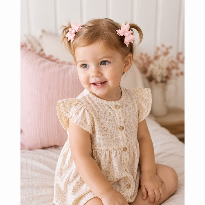 Ella Crepe Pink | Faux Leather Hair Bow