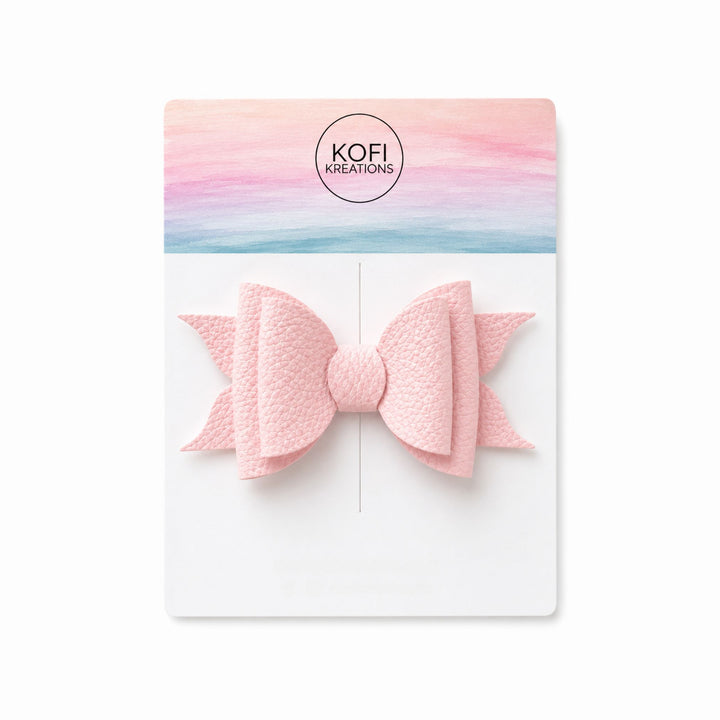 Ella Crepe Pink | Faux Leather Hair Bow