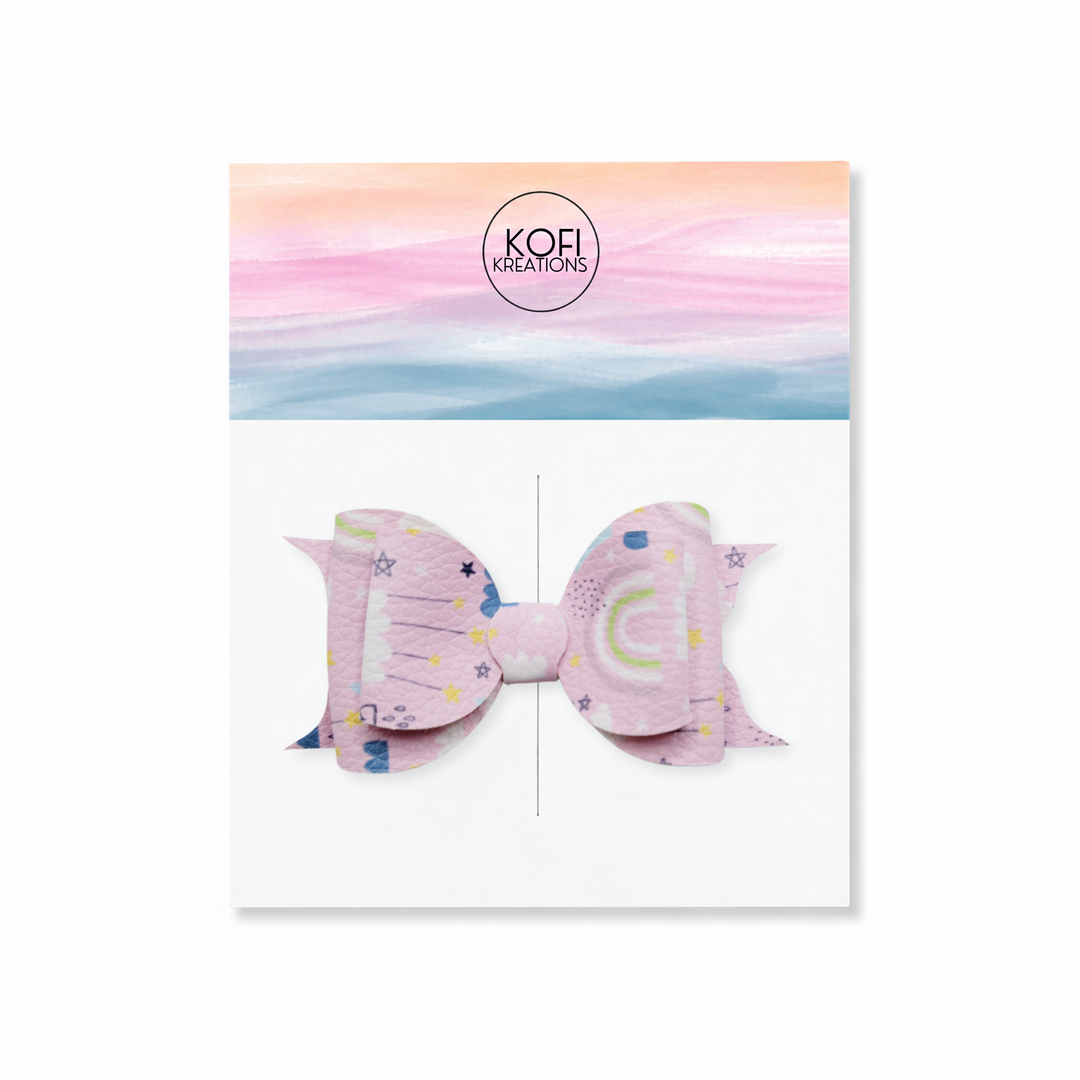 Ella Lavender Rainbow | Faux Leather Hair Bow