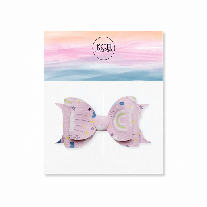 Ella Lavender Rainbow | Faux Leather Hair Bow