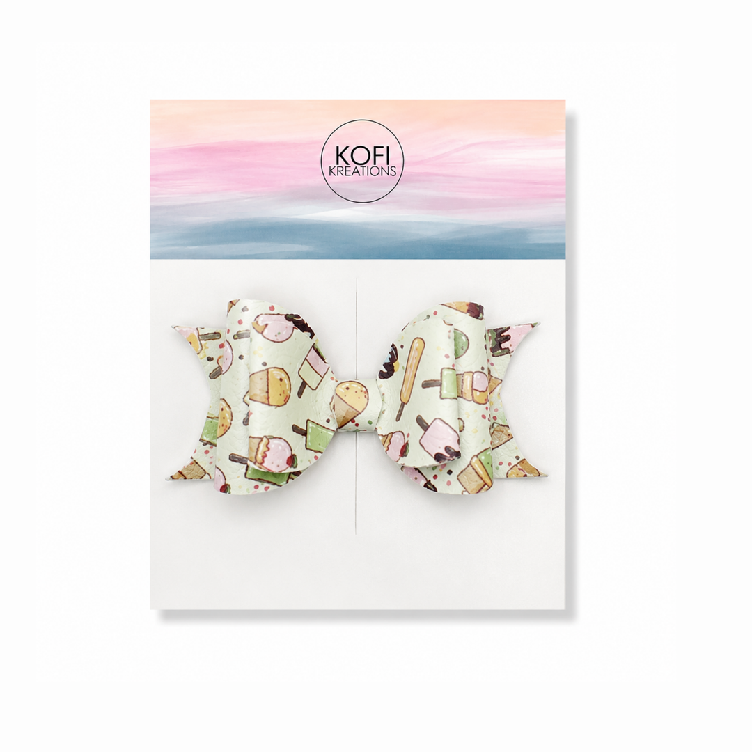 Ella Lime Ice Cream | Faux Leather Hair Bows