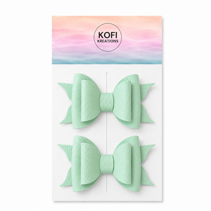 Ella Mint Green | Faux Leather Hair Bow