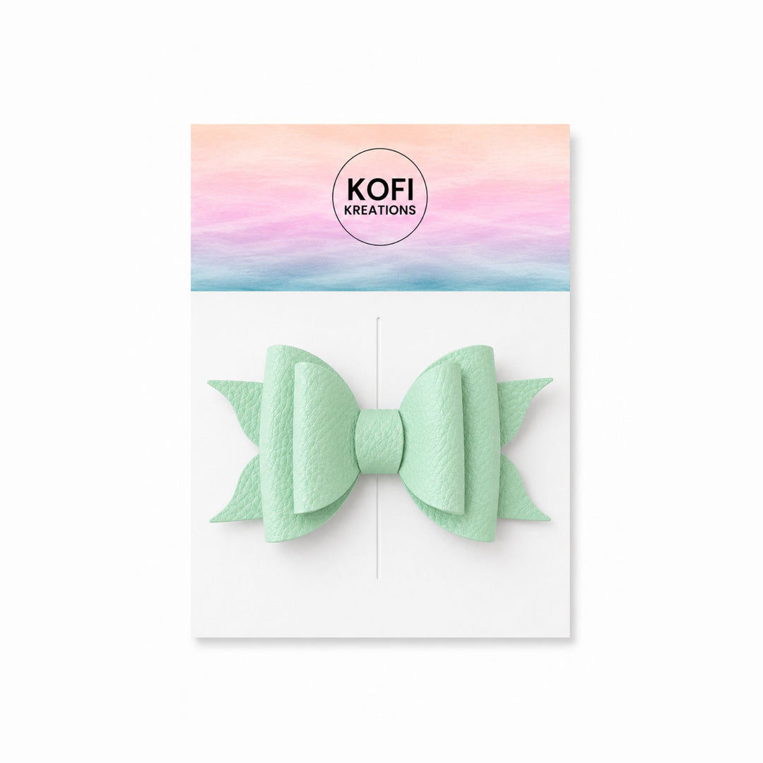Ella Mint Green | Faux Leather Hair Bow