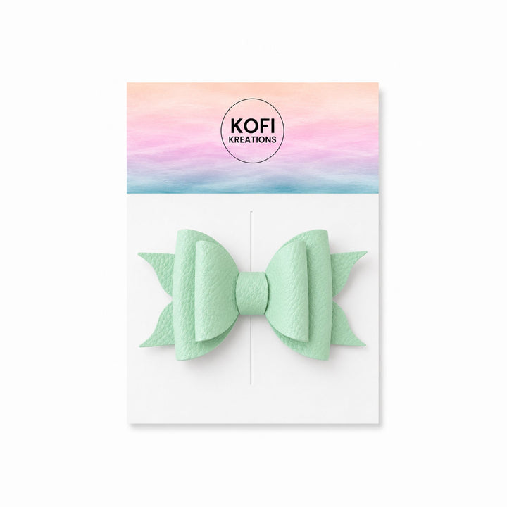 Ella Mint Green | Faux Leather Hair Bow