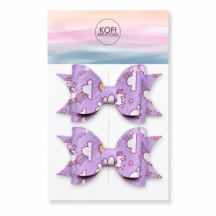 Ella Purple Clouds | Faux Leather Hair Bow