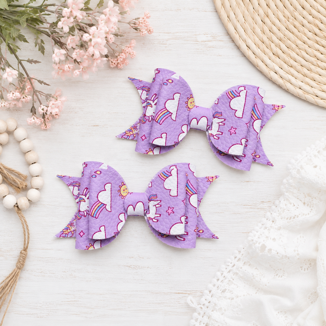 Ella Purple Clouds | Faux Leather Hair Bow