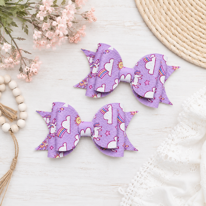 Ella Purple Clouds | Faux Leather Hair Bow