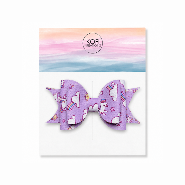 Ella Purple Clouds | Faux Leather Hair Bow