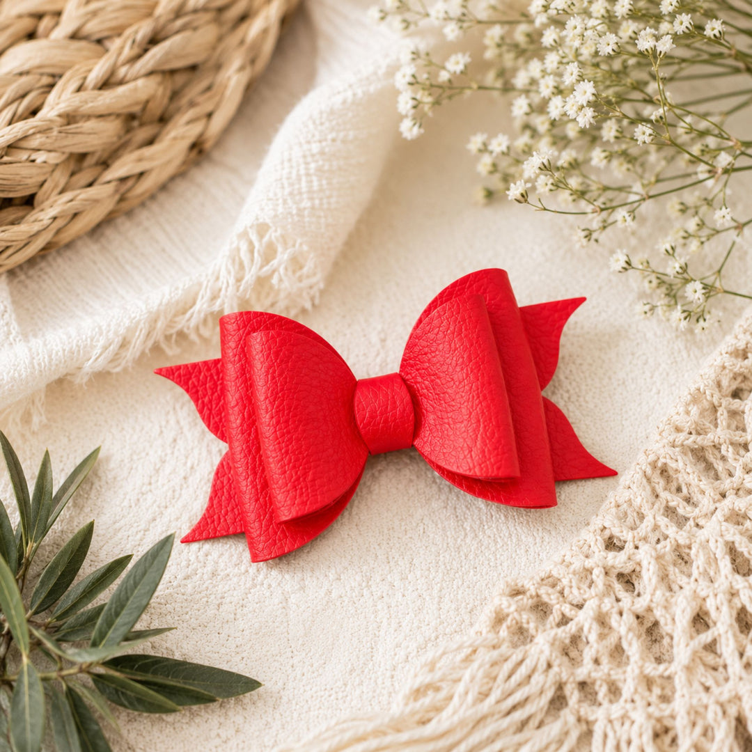 Ella Scarlet | Faux Leather Hair Bow