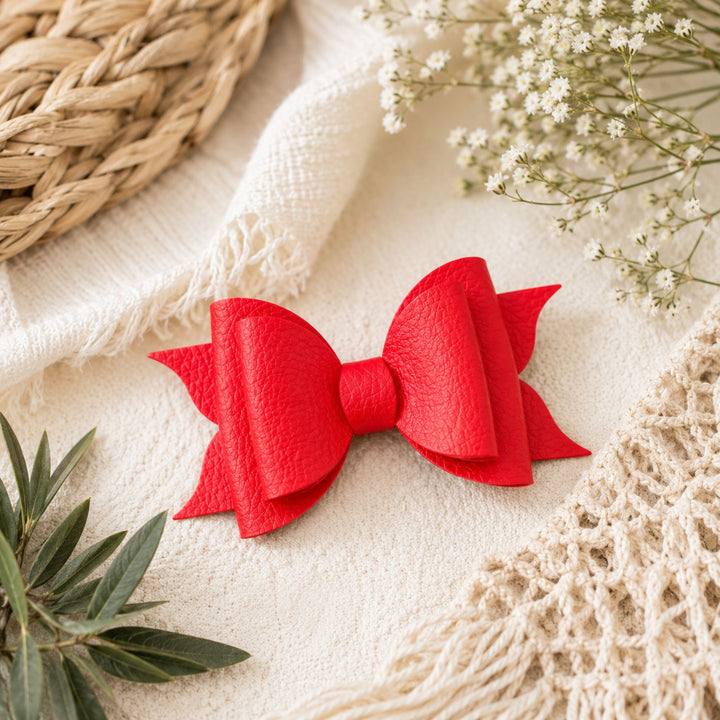 Ella Scarlet | Faux Leather Hair Bow