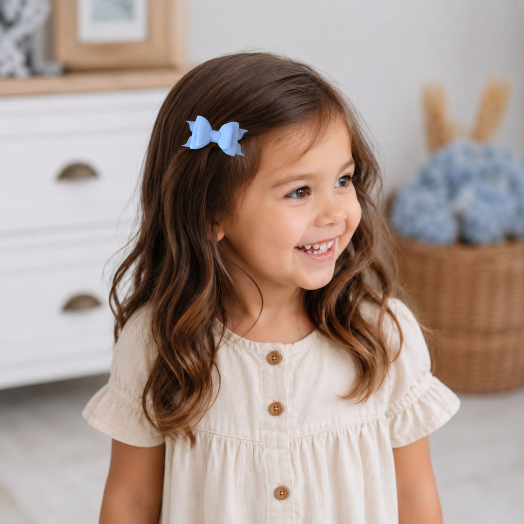 Ella Sky Blue | Faux Leather Hair Bow