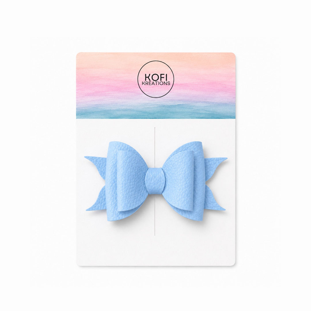 Ella Sky Blue | Faux Leather Hair Bow