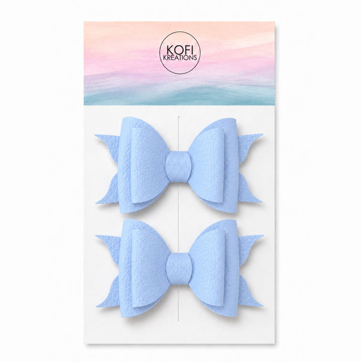 Ella Sky Blue | Faux Leather Hair Bow