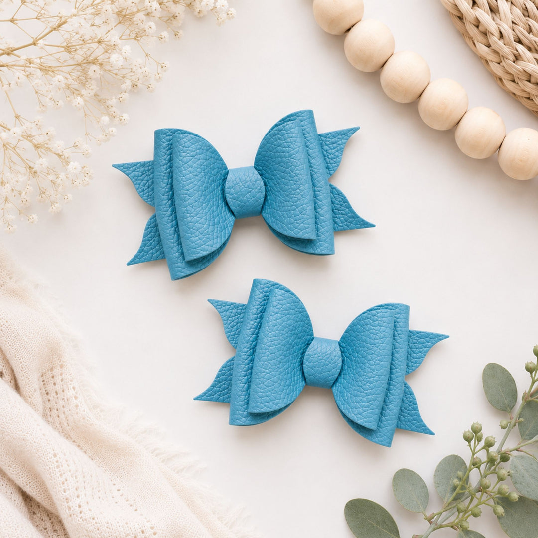 Ella Turquoise | Faux Leather Hair Bow