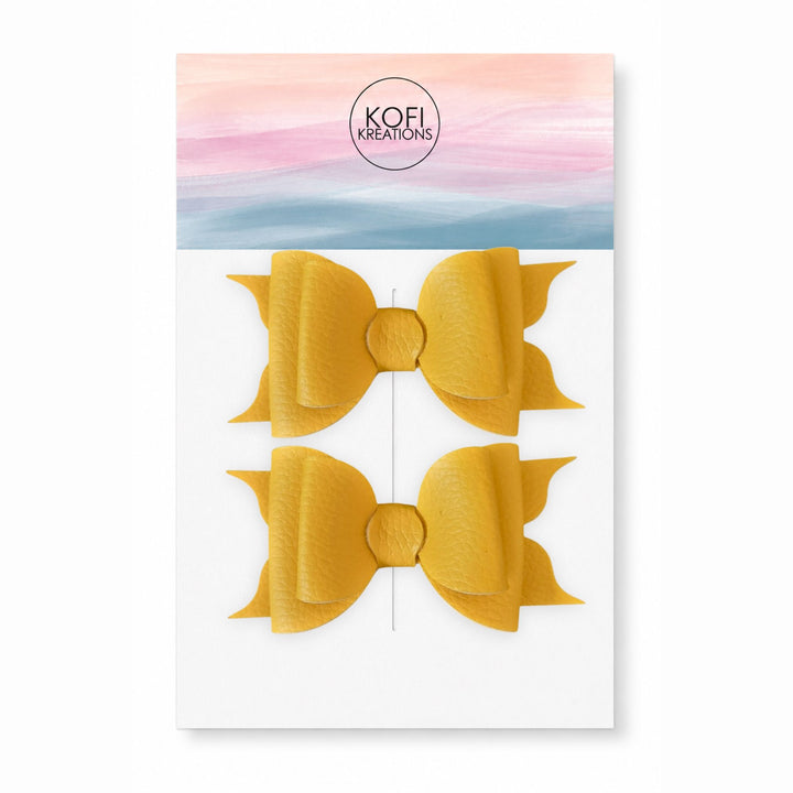 Ella Yellow | Faux Leather Hair Bow