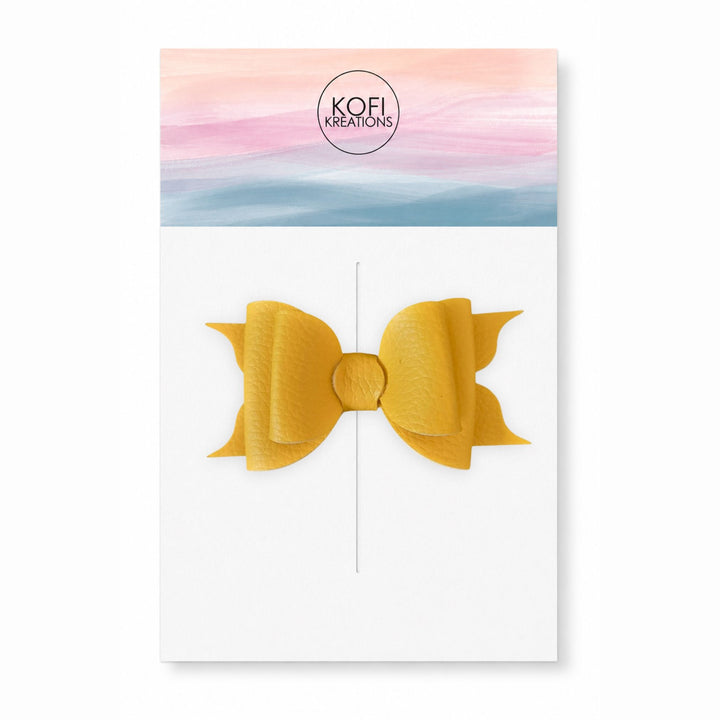 Ella Yellow | Faux Leather Hair Bow