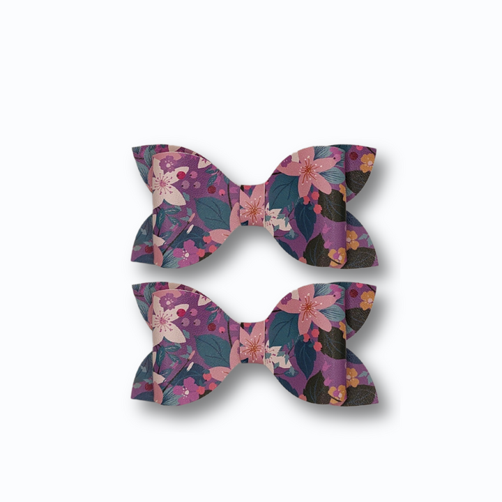 Luna | Spring Flower Faux Leather Hair Bows
