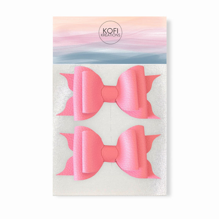 Ella - Light Pink - Faux Leather Hair Bow