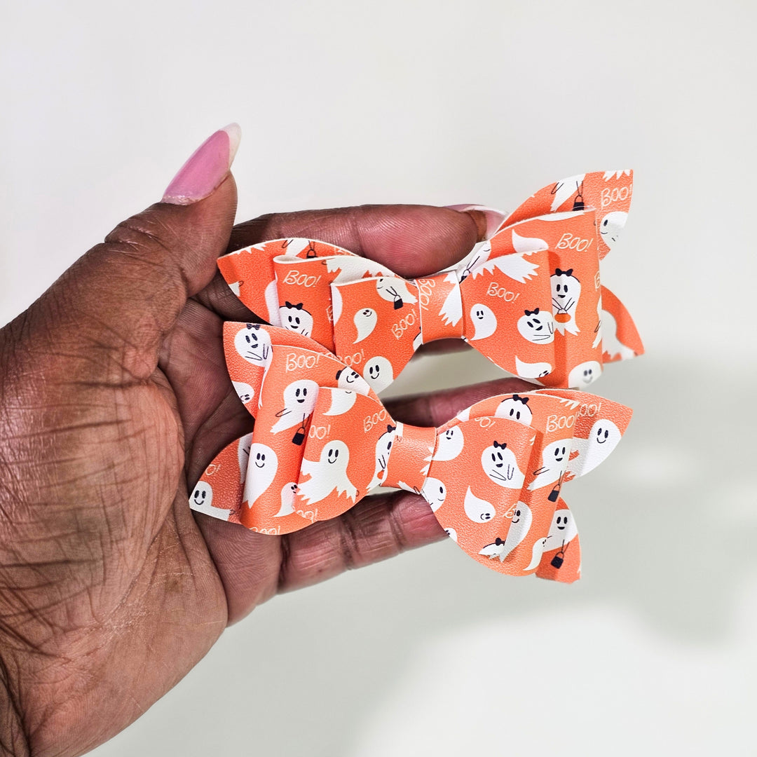 Ghostly Giggles | Faux Leather Hair Bow