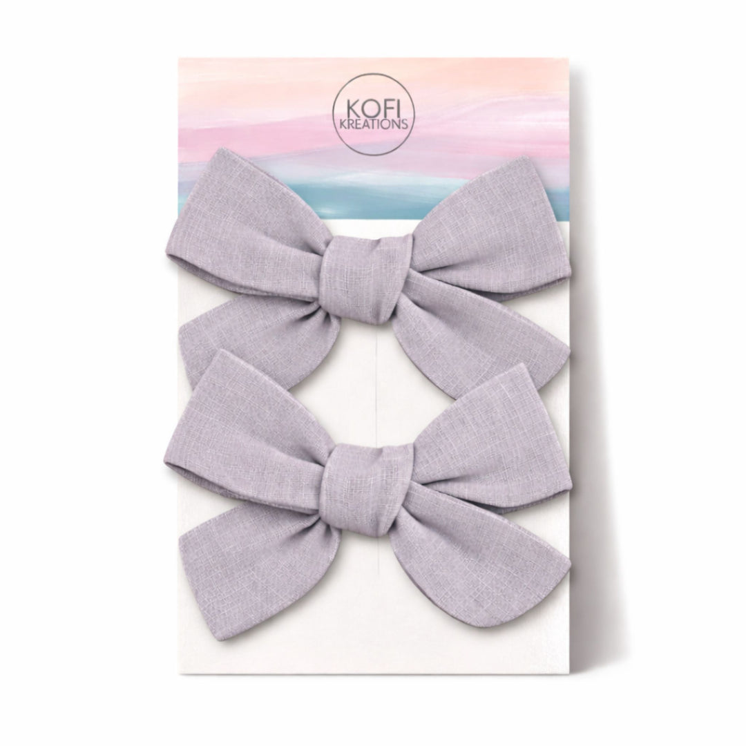 Gray  | Pigtail Hair Bows