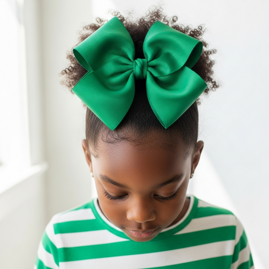 Green | Grosgrain Ribbon Hair Bow