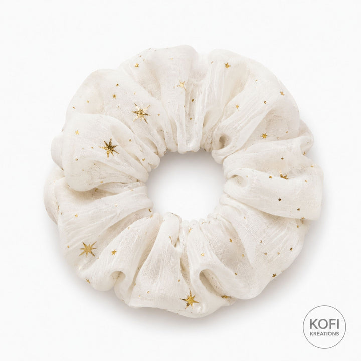 Ivory Stars | Chiffon Scrunchie