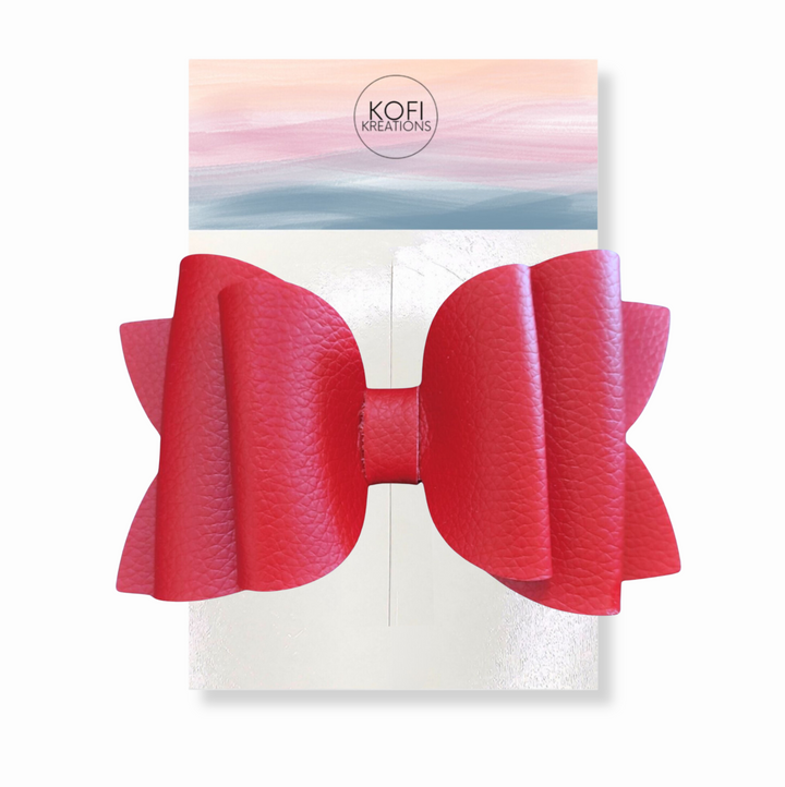 Josey Dark Red Leather Hair Bow