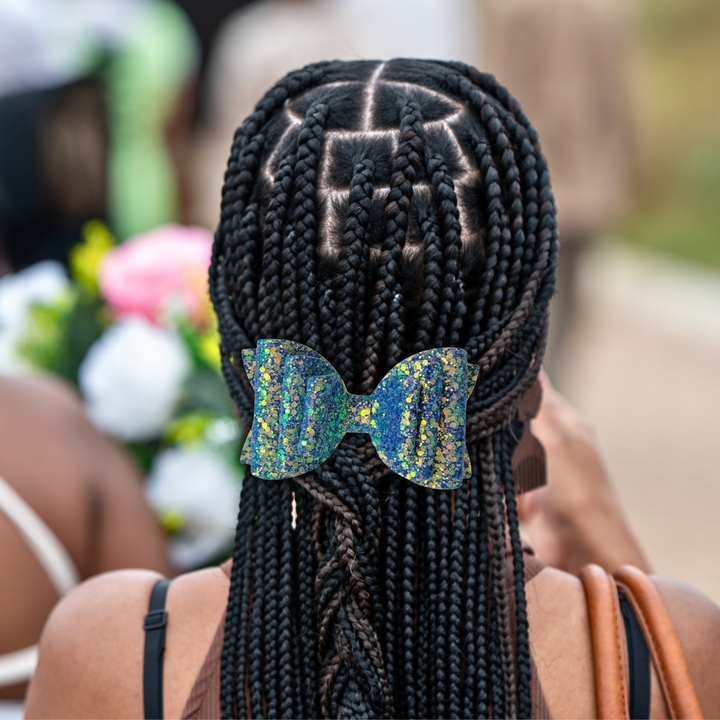 Turquoise Green Glitter Josey Hair Bow