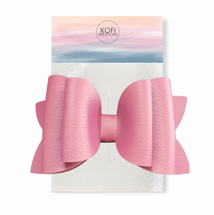 Josie Pink - Faux Leather Hair Bow