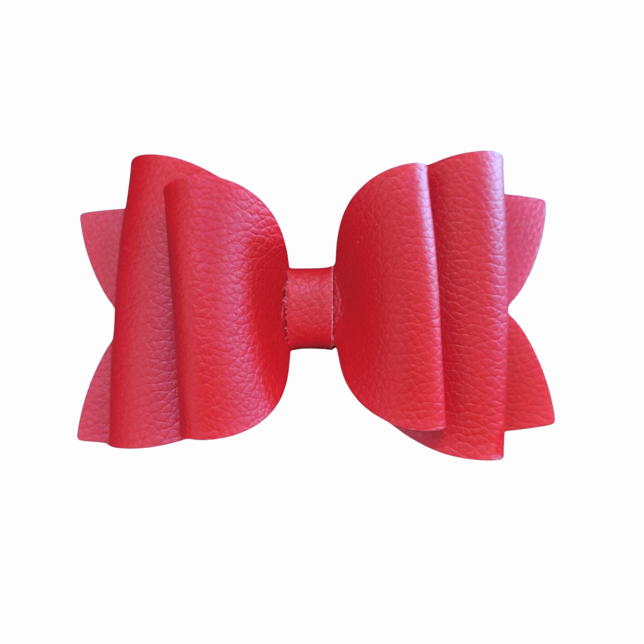 Josie | Dark Red Faux Leather Hair Bow