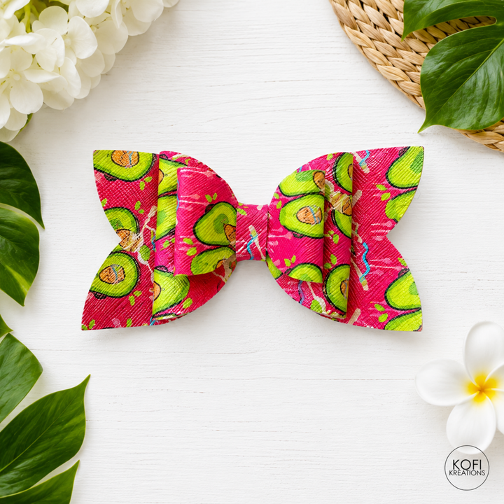 Josie Avocado | Faux Leather Hair Bow