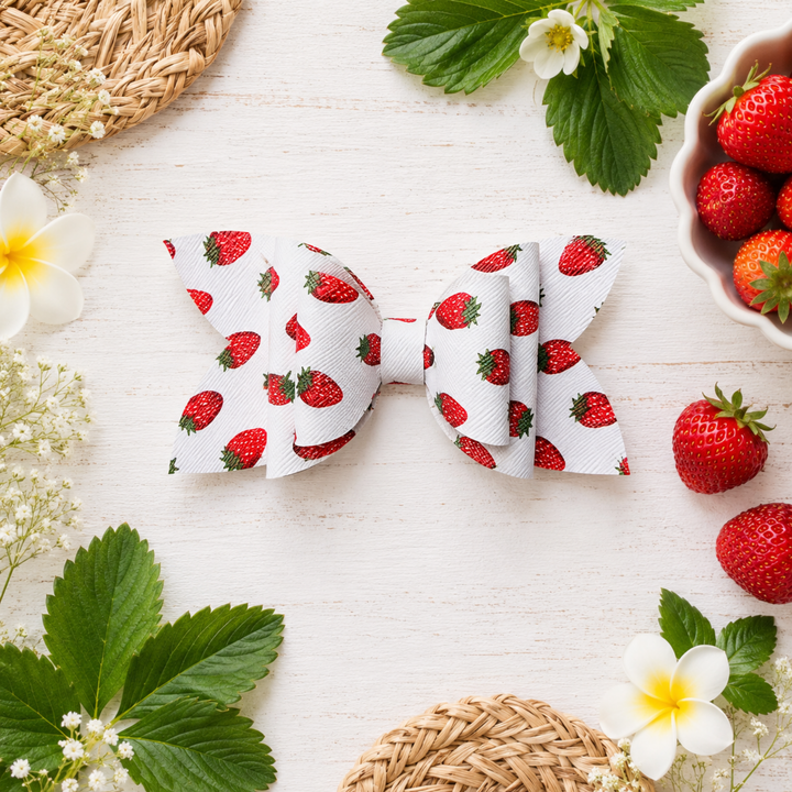 Josie Strawberry | Faux Leather Hair Bow