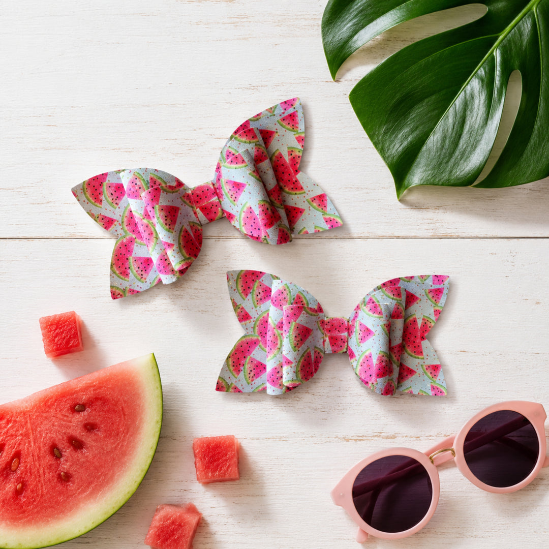 Josie Watermelon | Faux Leather Hair Bows