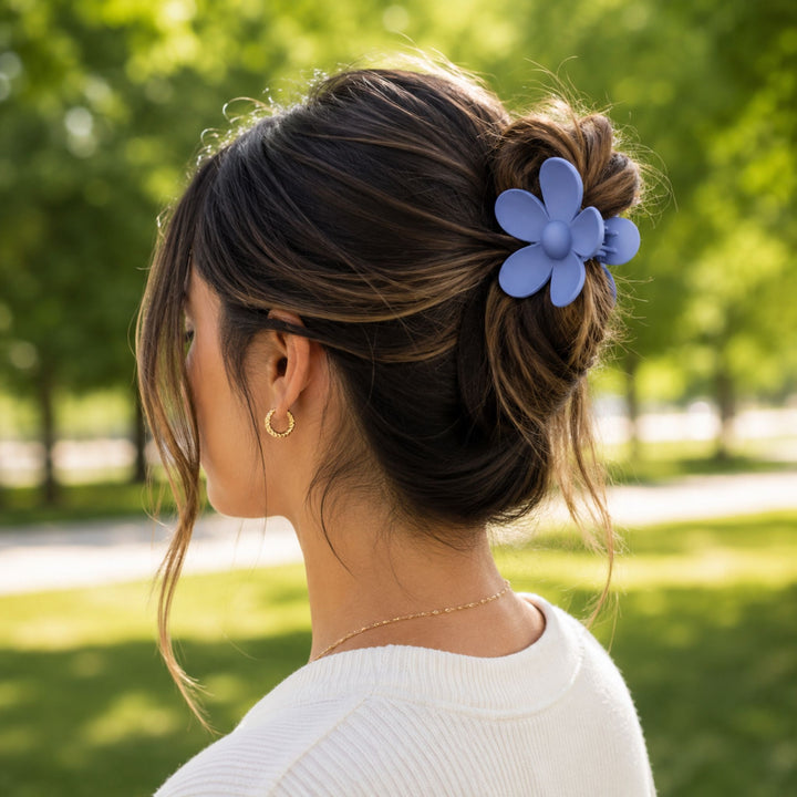 Steel Blue Flower | Hair Claw