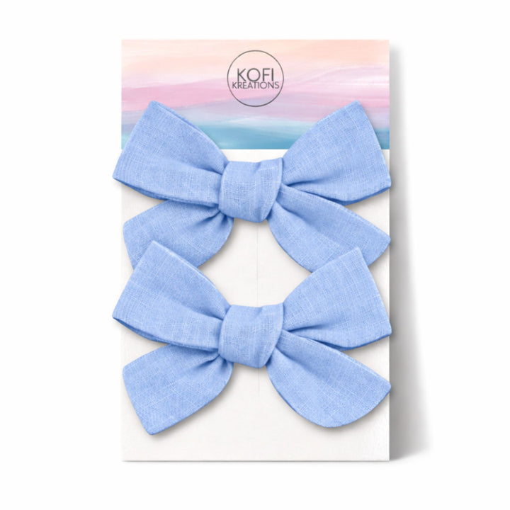 Light Blue | Pigtail Hair Bows