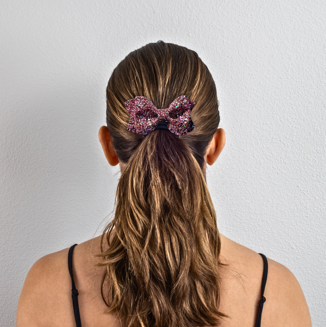 Purple Glitter Pinch Hair Bow