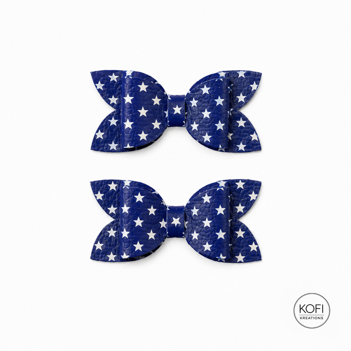 Luna Festive Stars | Faux Leather Hair Bows