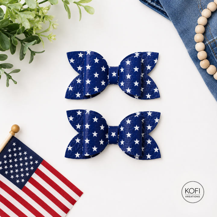 Luna Festive Stars | Faux Leather Hair Bows