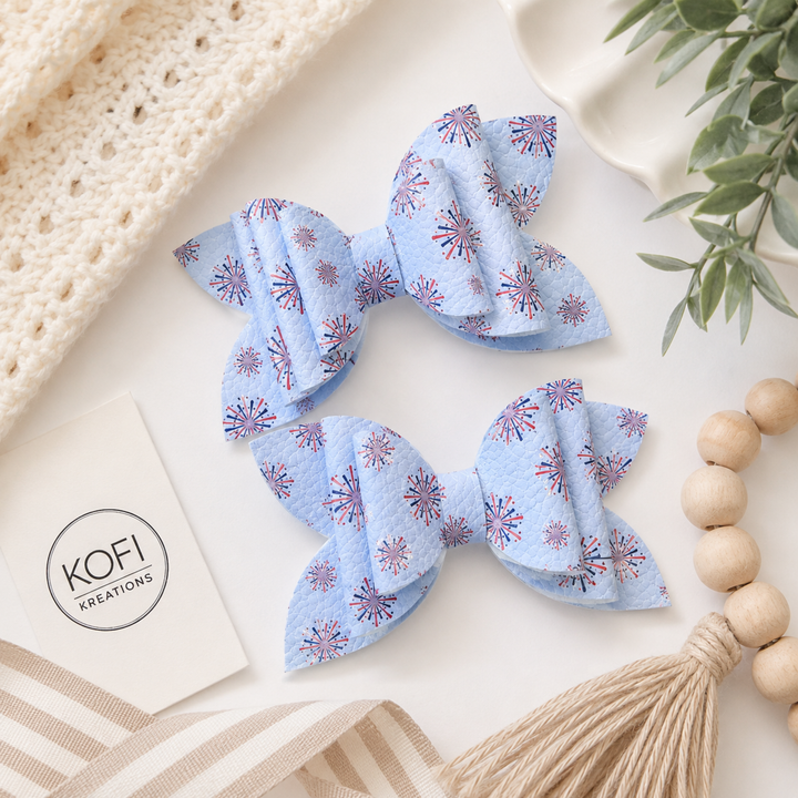 Luna Firecracker Pop | Faux Leather Hair Bows