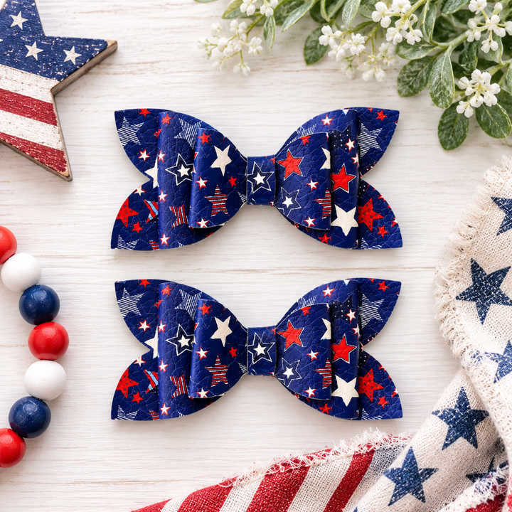 Luna Glory Spangled | Faux Leather Hair Bows