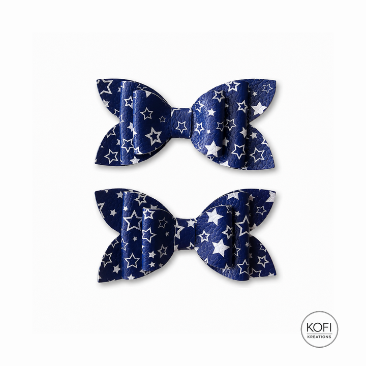 Luna Midnight Sky | Faux Leather Hair Bows