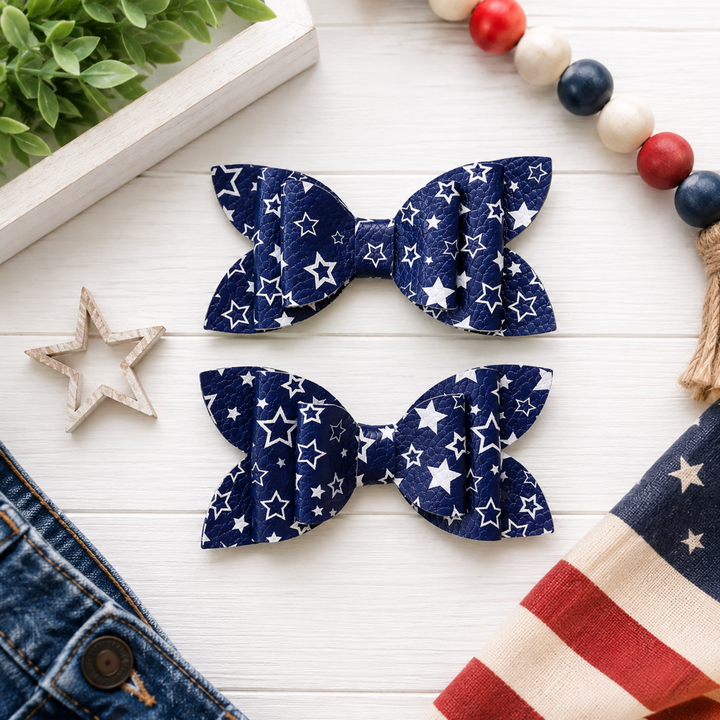 Luna Midnight Sky | Faux Leather Hair Bows