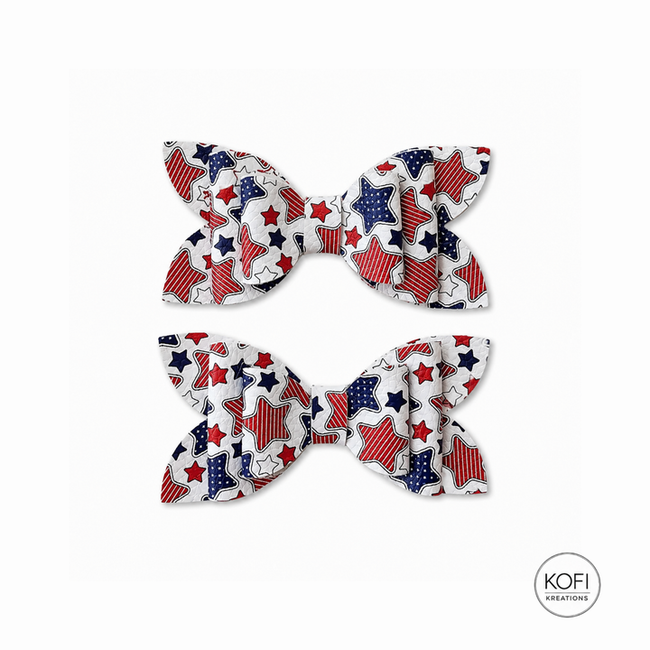 Luna Patchy Stars | Faux Leather Hair Bows