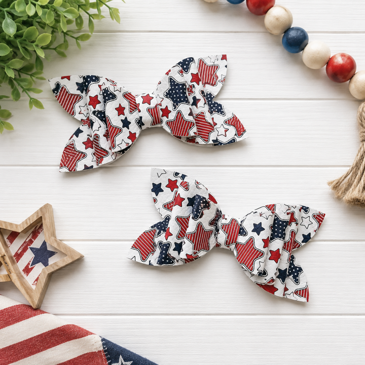Luna Patchy Stars | Faux Leather Hair Bows