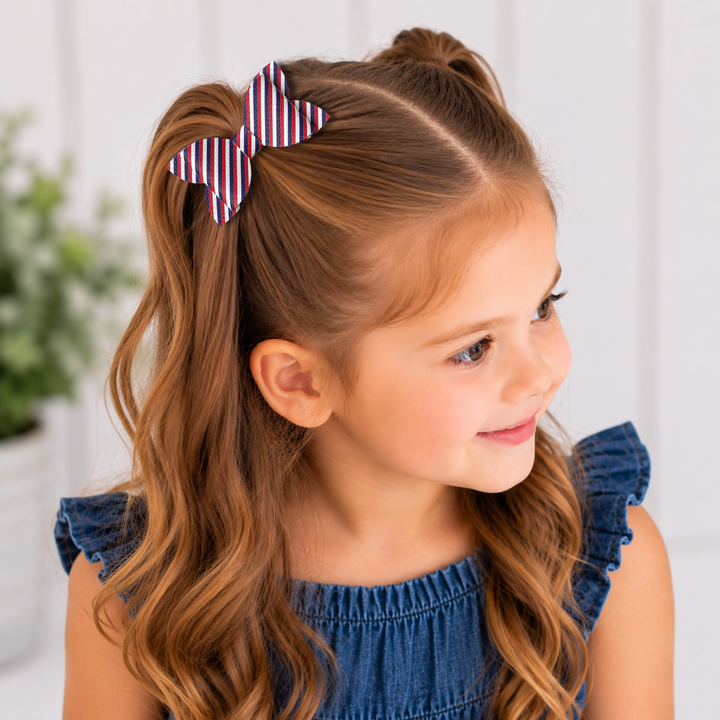 Luna Patriotic Stripes | Faux Leather Hair Bows