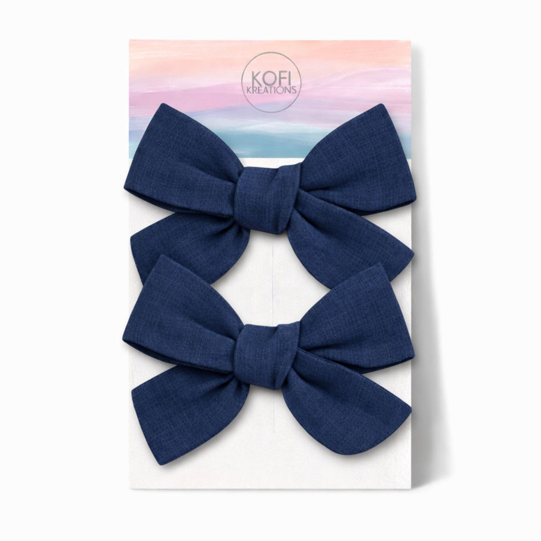 Blue | Pigtail Hair Bows