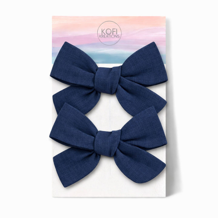 Blue | Pigtail Hair Bows