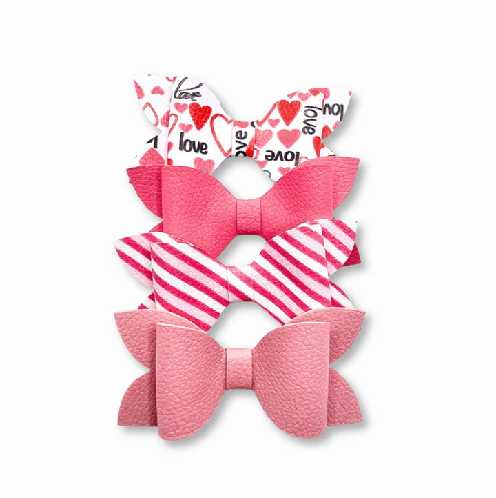Luna | Red & Pink Valentine Faux Leather Hair Bows